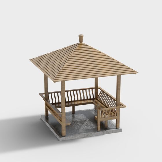 Tranquil Low-Poly Pavilion 3D model