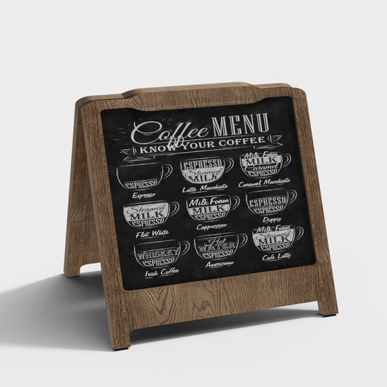 Vintage Chalkboard Coffee Menu 3D model