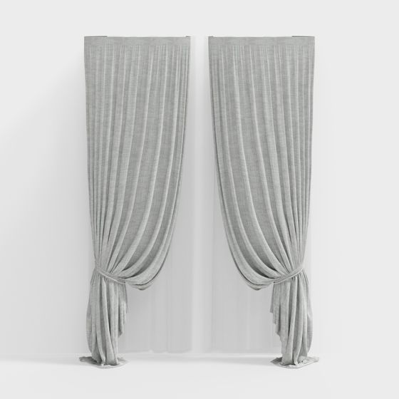 Stylish Gray Curtain 3D model for Interior Design
