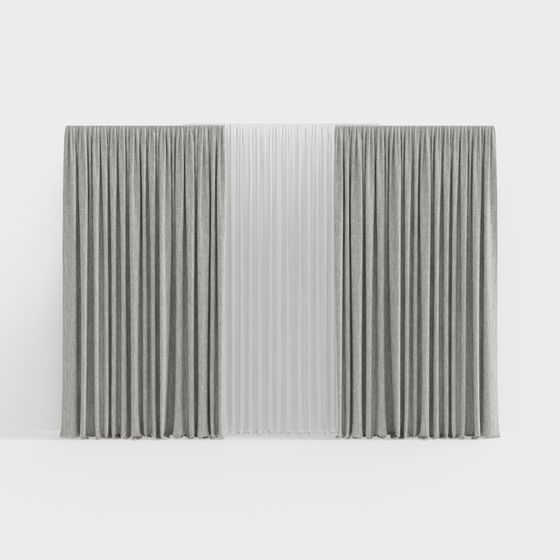 Low Poly Gray Curtain 3D model