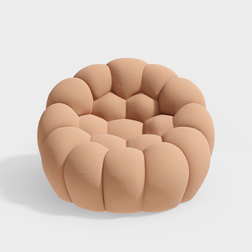 Ripple Sofa 3D Model – Low-Poly Beige Couch