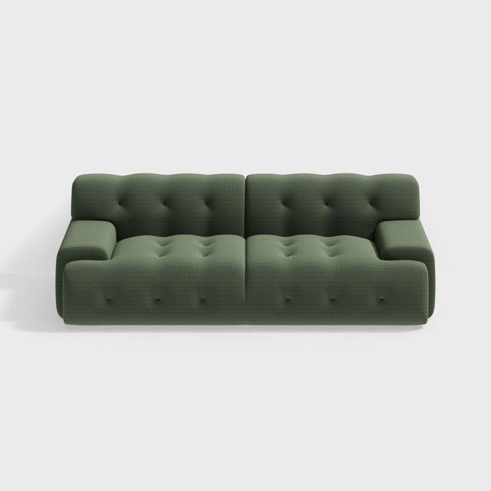 Stylish Low-Poly Green Sofa 3D Model – Textured Fabric