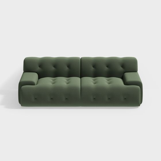 Stylish Low-Poly Green Sofa 3D Model