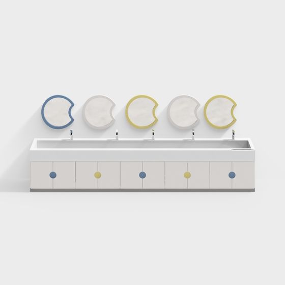 Curved Bathroom Vanity 3D model