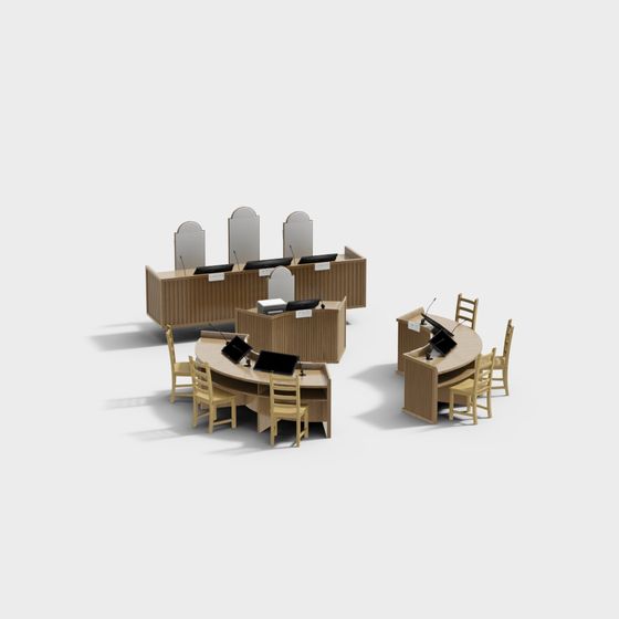 Low Poly Courtroom Meeting Room 3D model