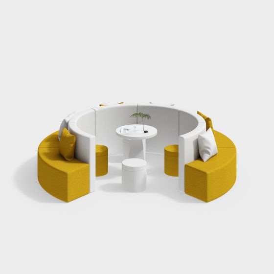 Round Table Living Room 3D Model
