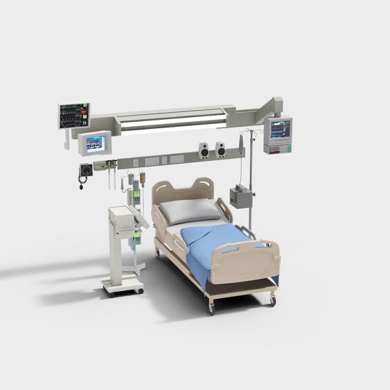 Low Poly Hospital Bed Set 3D Model