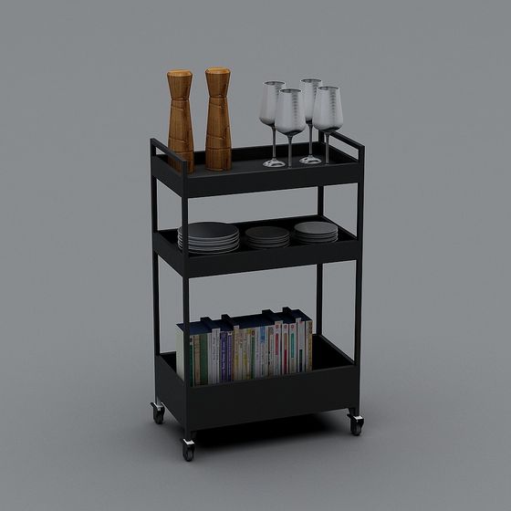Chic Mobile Trolley 3D model for Contemporary Spaces