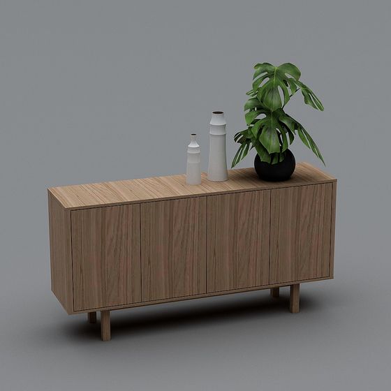 Stylish Low-Poly Sideboard 3D model