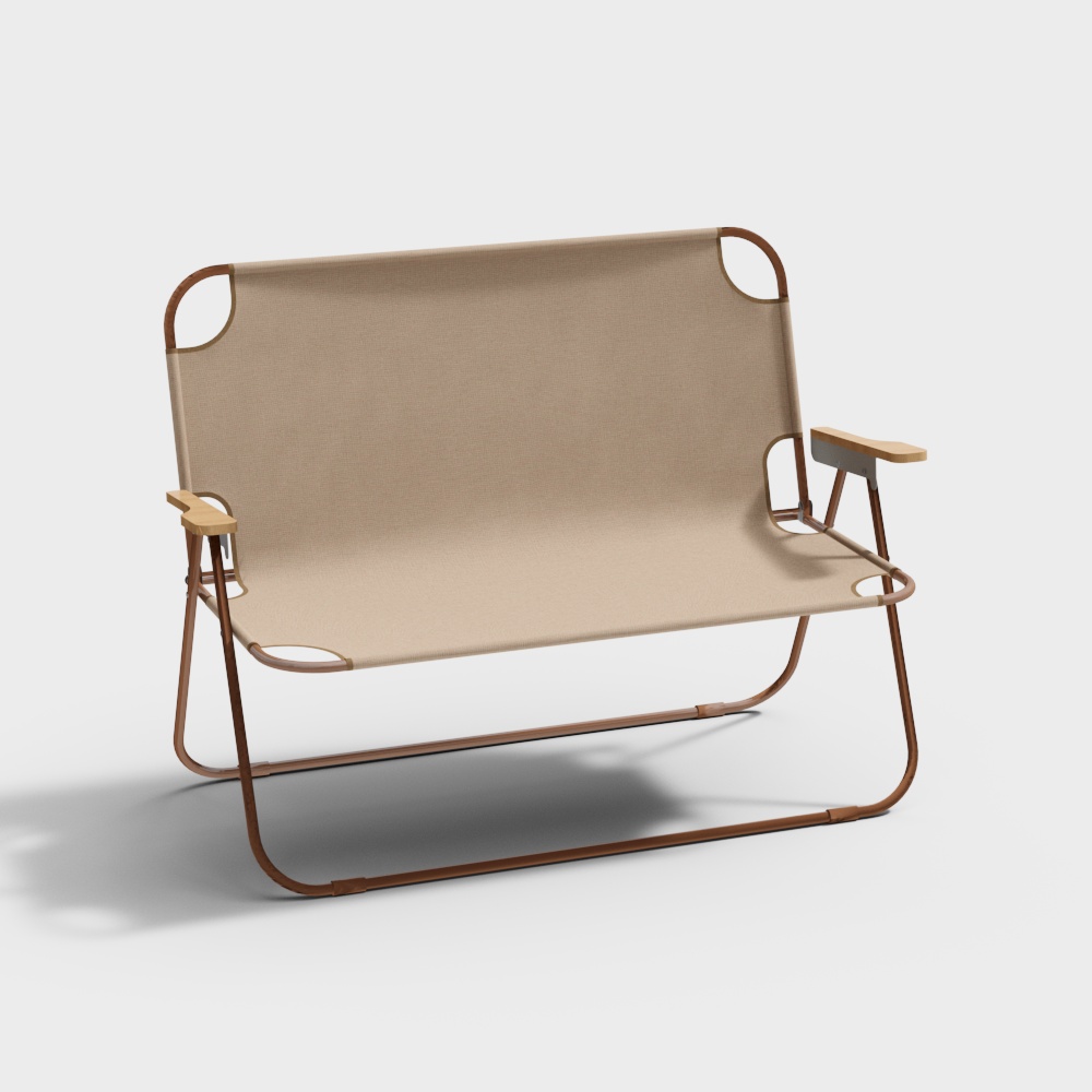 Elegant Low-Poly Chair 3D Model – Beige Fabric Design