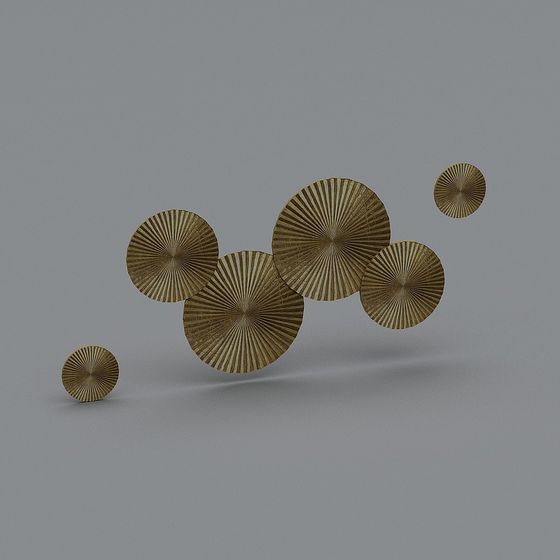Elegant Gold Fan-Shaped 3D Model Decorations