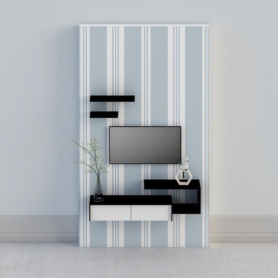 Stylish TV Wall 3D model for Modern Interiors