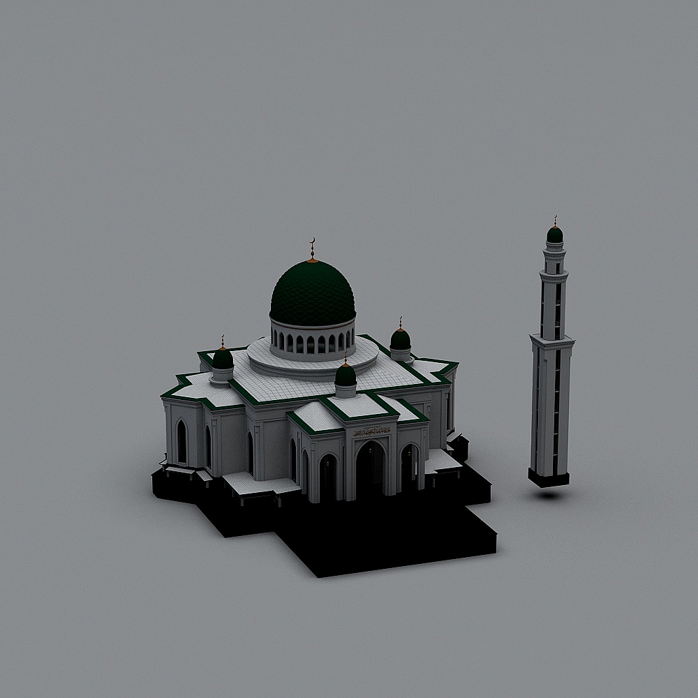 Elegant Low-Poly Mosque 3D Model