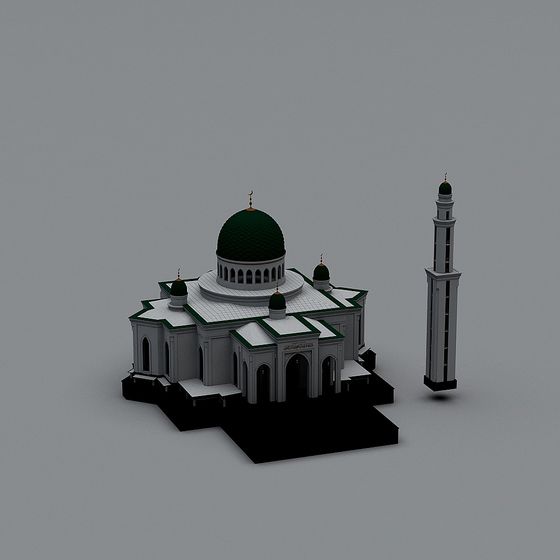 Elegant Low-Poly Mosque 3D Model