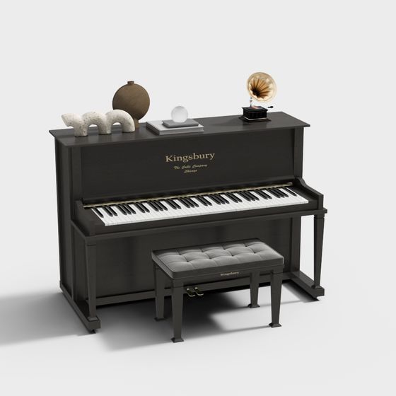 Elegant Kingsbury Piano 3D model