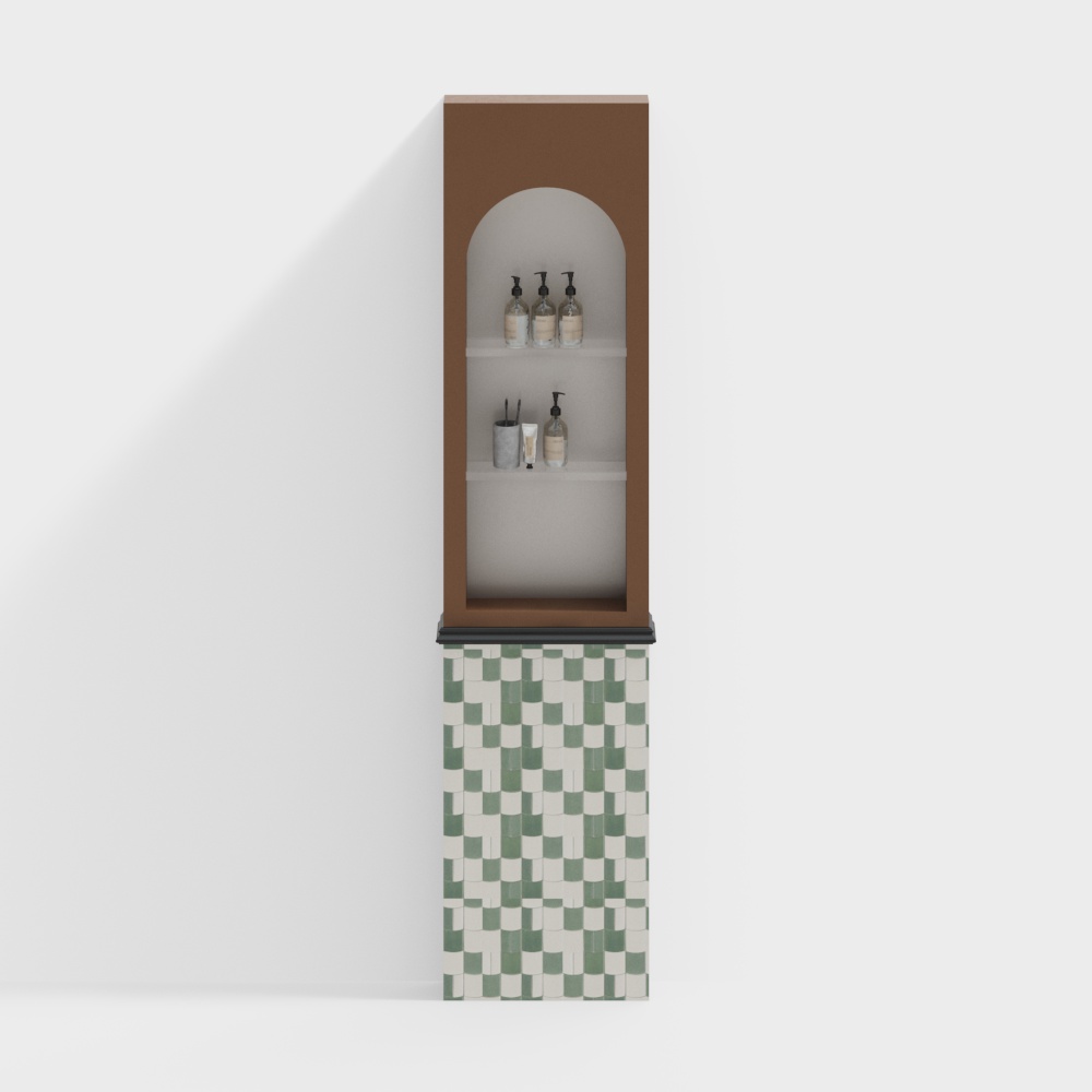 Charming Bathroom Storage Cabinet 3D Model – Vintage Modern Style