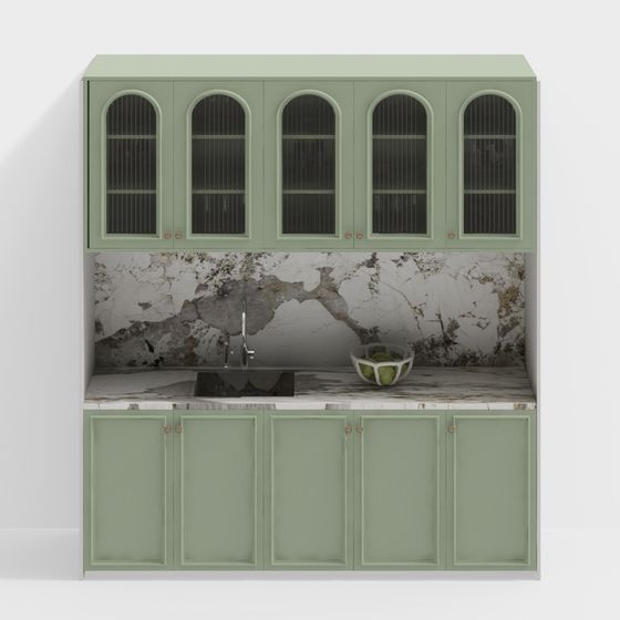 Vintage Modern Kitchen Cabinet 3D model