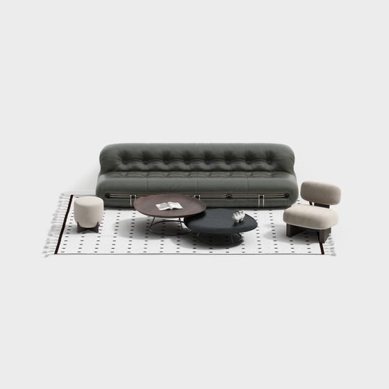 Elegant Gray Leather Sofa 3D model for Modern Spaces