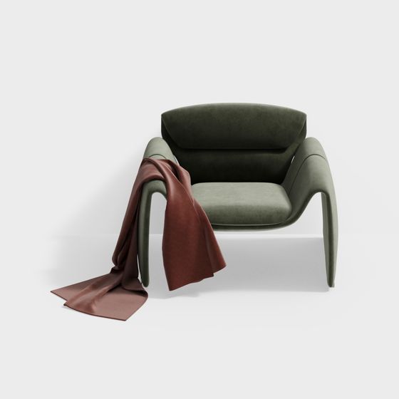 Green Velvet Sofa 3D model