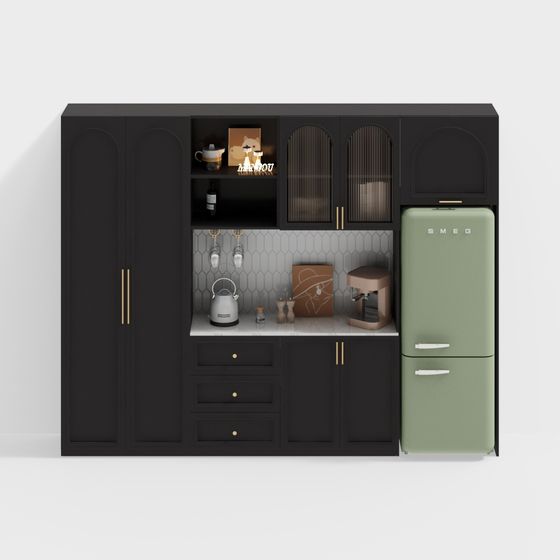 Vintage Kitchen Bar Counter 3D model