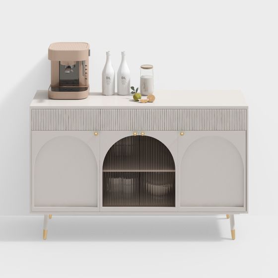 French Style Sideboard 3D Model in Brown