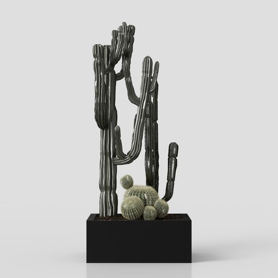 Desert Cactus 3D Model with Unique Low-Poly Design