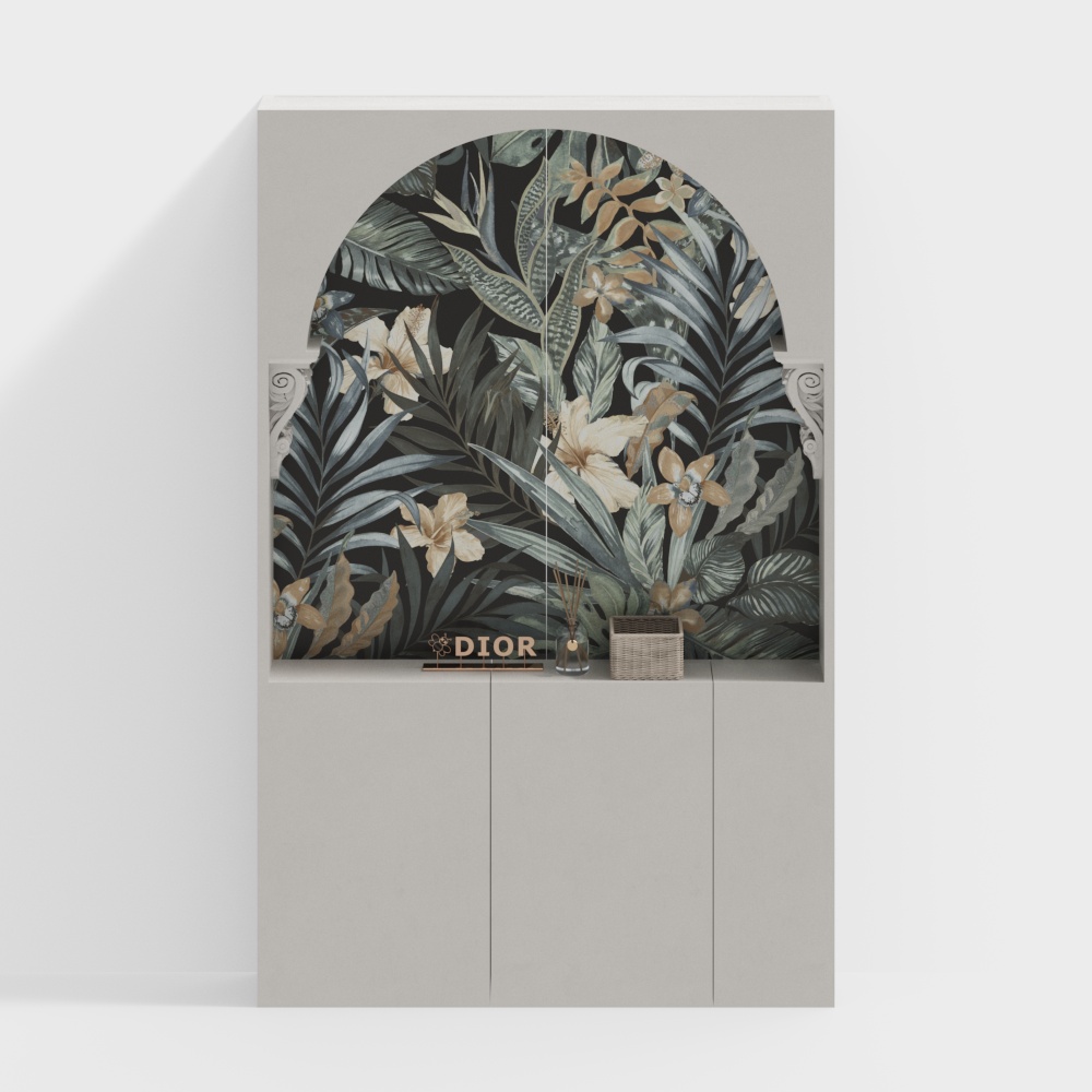 Tropical-themed Low-Poly 3D Cabinet Model