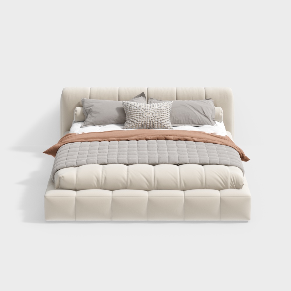 Elegant Low-Polygon Bed 3D model for Modern Interiors