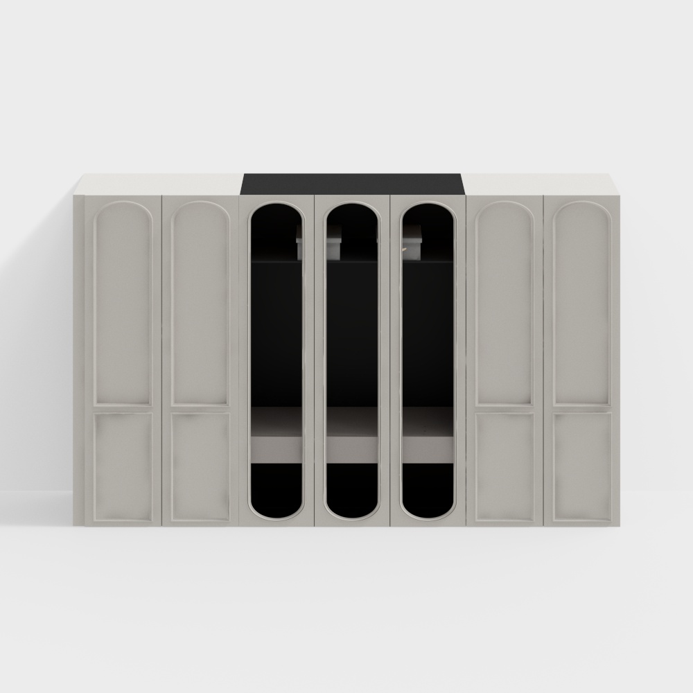 Minimalist Storage Cabinet 3D Model – Gray & Black Design