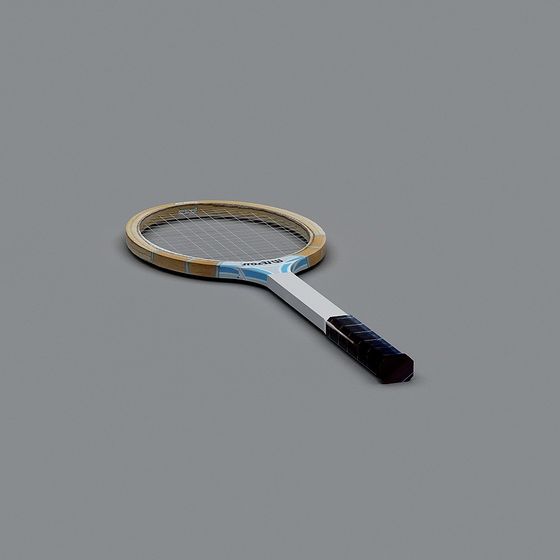 Retro Tennis Racket 3D model with Low-Poly and High-Detail Aesthetics