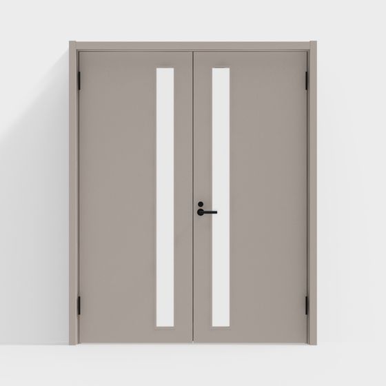 Stylish Minimalist Double Door 3D model for Modern Interiors