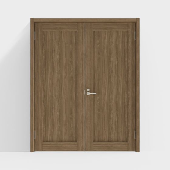 Elegant Double Leaf Wooden Door 3D model