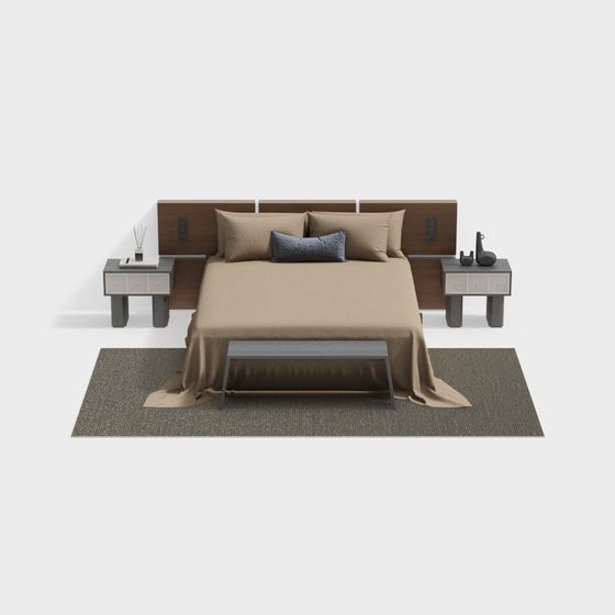 Urban Bedroom Suite 3D model for Modern Spaces