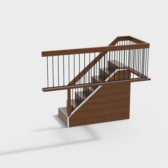 Modern Minimalist Brown Staircase 3D model