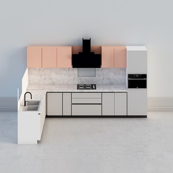 Modern Minimalist Kitchen 3D model Design