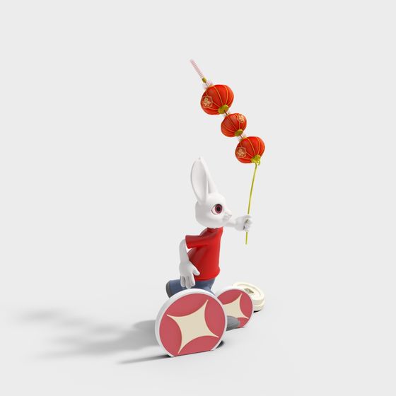 Cute Rabbit Lantern 3D Model for Spring Festival