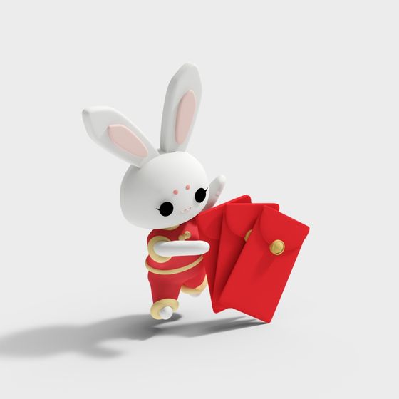 Cute Hong Bao Rabbit 3D model