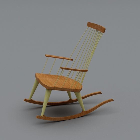 Vintage-Inspired Rocking Chair 3D model