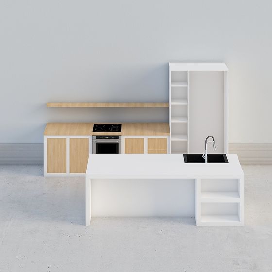Modern Minimalist Kitchen 3D model Design