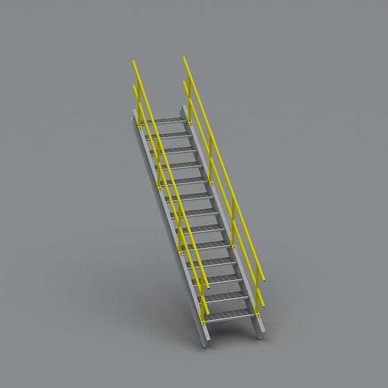 Industrial Style Metal Staircase 3D model
