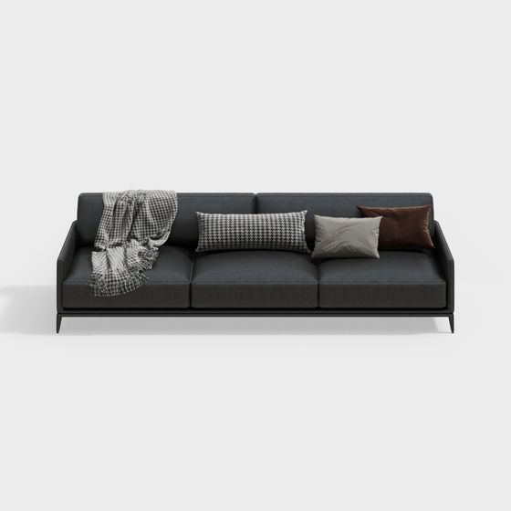 Elegant Low-Polygon Sofa 3D model for Modern Interiors