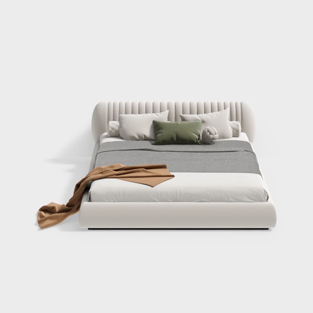 Urban Comfort Bed 3D Model – Minimalist Beige Design