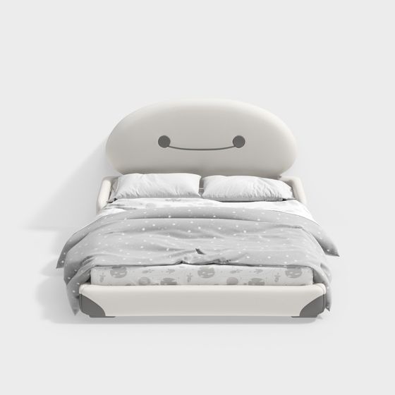 Playful Low-Poly Bed 3D model for Cozy Bedrooms