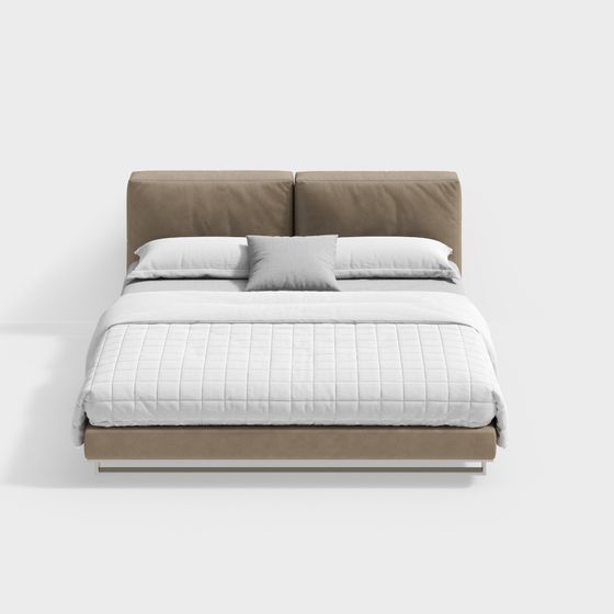 Elegant Low-Polygon Bed 3D model for Modern Interiors