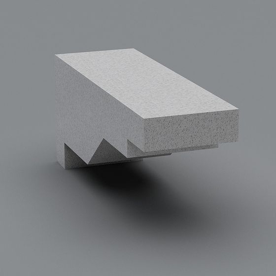 Futuristic Low-Polygon Concrete Block 3D model
