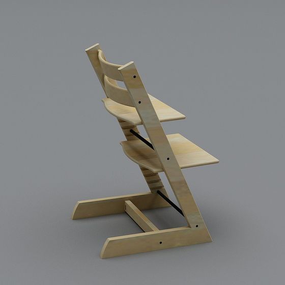 Minimalist Wooden Bar Stool 3D model