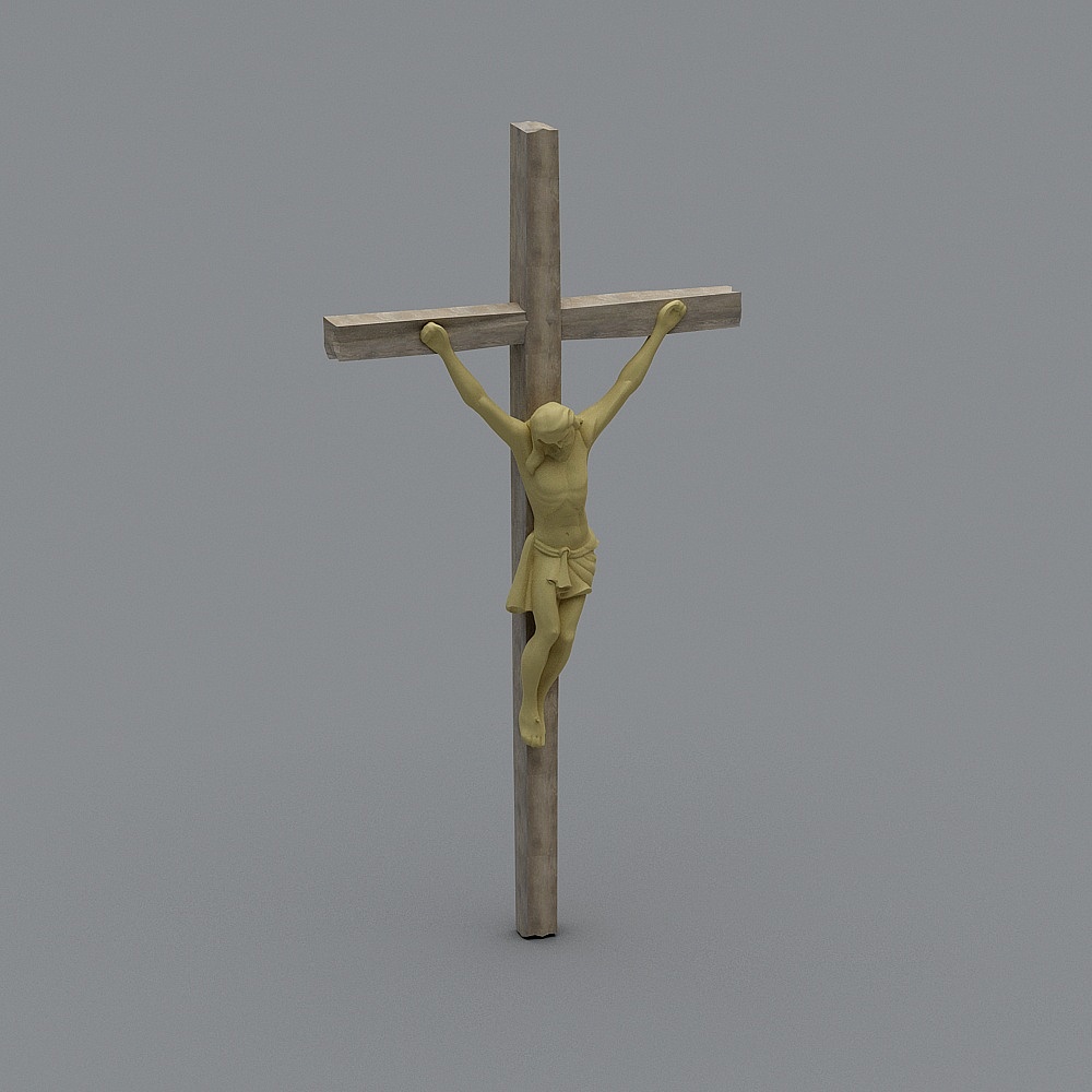 Realistic Low-Poly Cross and Jesus Christ 3D Model