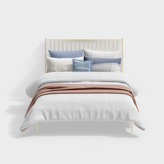 Minimalist Gold Bed 3D model
