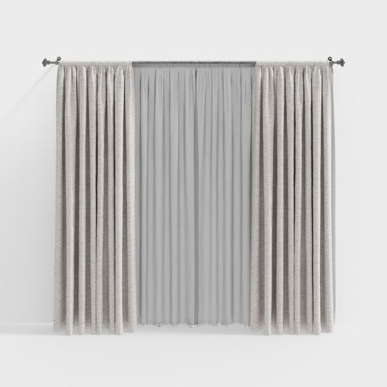 Chic Gray Curtain 3D Model for Interior Design