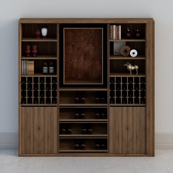 Stylish Low-Poly Wine Cabinet 3D model